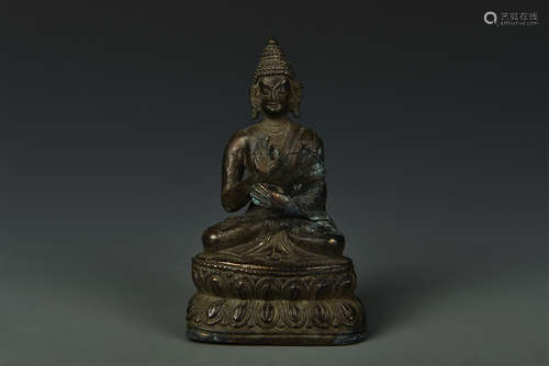 BRONZE SEATED SHAKYAMUNI YUAN DYNASTY