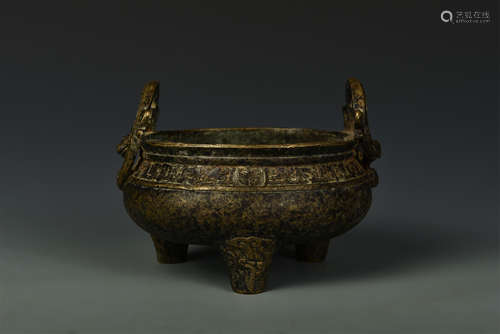 BRONZE TRIPOD CENSER QING DYNASTY