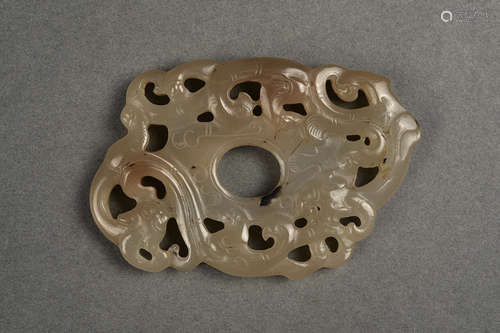 CREAMY WHITE JADE PLAQUE QING DYNASTY