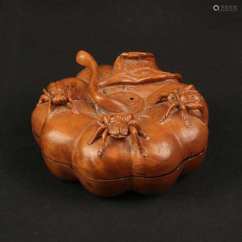 CARVED WOODEN INKSTAND