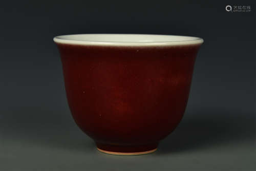 UNDERGLAZE RED CUP MING DYNASTY