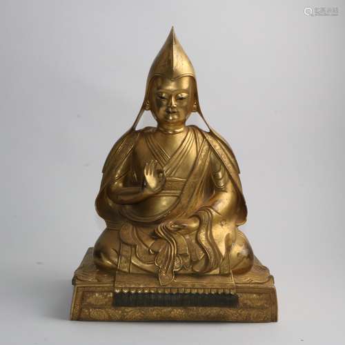 BRONZE GILT SEATED MASTER QING DYNASTY