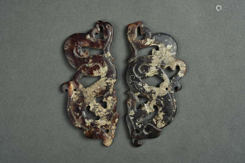 PAIR JADE PLAQUE HAN DYNASTY