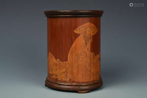 INCISED BAMBOO BRSH-POT QING DYNASTY