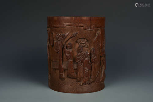 CARVED BAMBOO BRUSHPOT QING DYNASTY