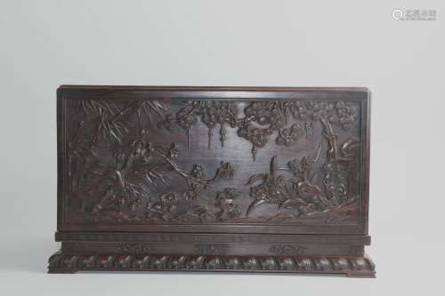 CARVED ROSEWOOD BOX QING DYNASTY