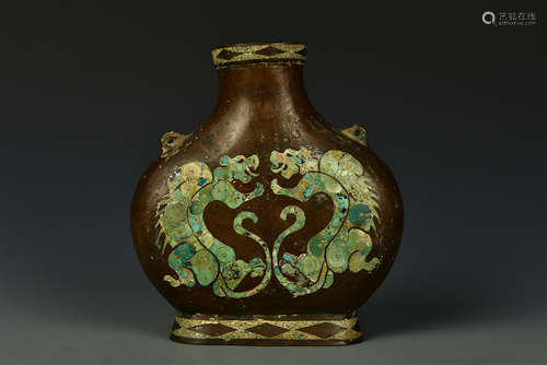 TURQUOISE INLAID KETTLE LIAO DYNASTY