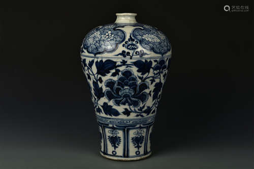 BLUE AND WHITE MEIPING YUAN DYNASTY