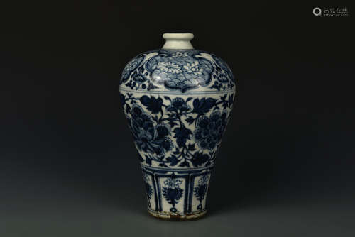 BLUE AND WHITE MEIPING YUAN DYNASTY