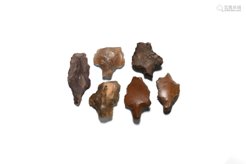 Stone Age Aterian Tanged Arrowhead Collection