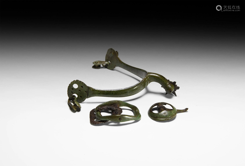 Medieval Rowel Spur with Fittings and Buckle Group