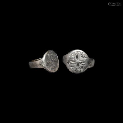 Medieval Silver Ring with Cross