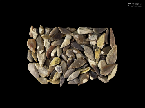 Stone Age Leaf-Shaped Arrowhead Group