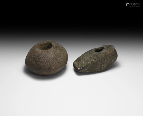 Stone Age Drilled Macehead and Axehead Group