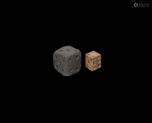 Medieval Lead and Bone Dice Pair