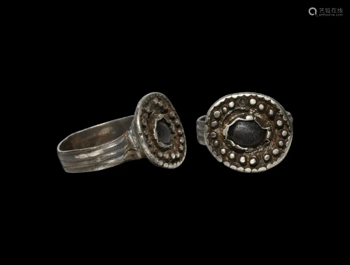 Merovingian Silver Ring with Cabochon