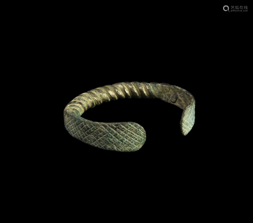 Bronze Age Twisted Bracelet with Hatched Terminals