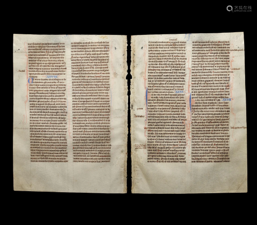 Medieval English Illuminated Latin Bible Vellum L…