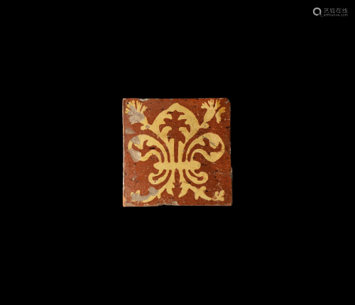 Post Medieval French Tile with Fleur