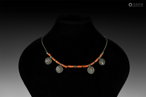 Greek-Style Bead and Pendant Necklace