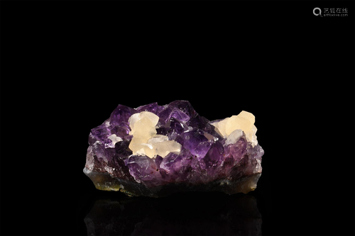 Brazil Calcite on Amethyst Crystal Mineral Spec…