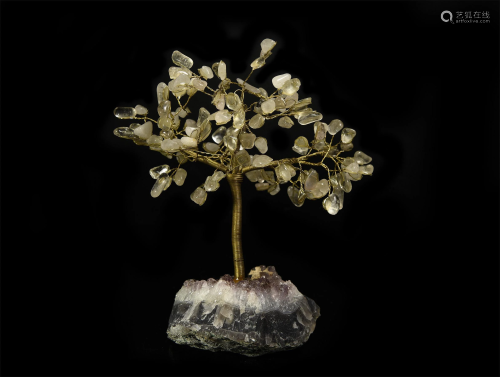 Quartz on Amethyst Crystal Gem Tree