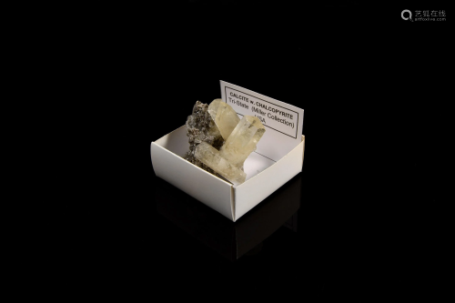 USA Tristate Calcite with Chalcopyrite Crystal Mineral