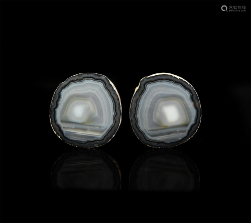 Cut and Polished Agate Geode Pair