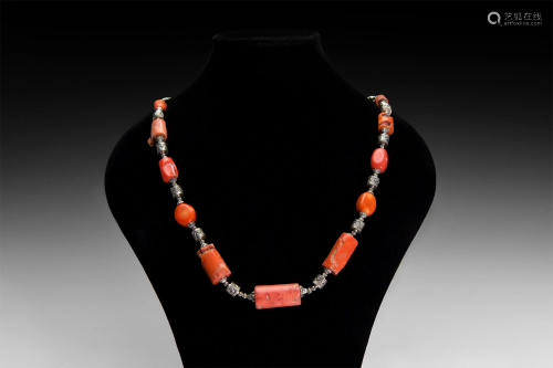 Coral Bead Necklace with Spacers