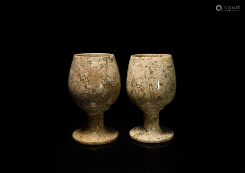 Fossilised Polished Stone Goblets