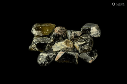 Large Black Obsidian Mineral Specimen Group