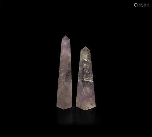 Amethyst Obelisk Mineral Specimen Pair