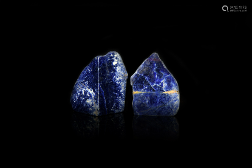 Cut and Polished Sodalite Mineral Display Pair