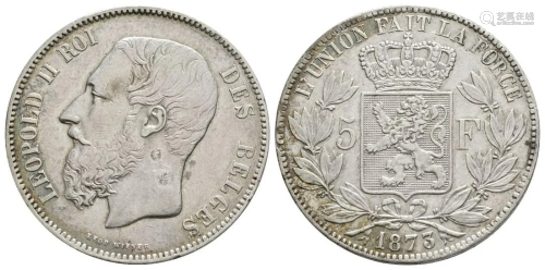 Belgium - Leopold II - 1873 - 5 Francs