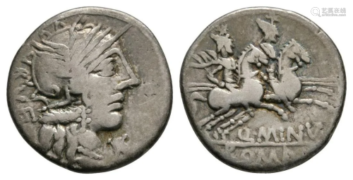 Q Minucius Rufus - Dioscuri Denarius