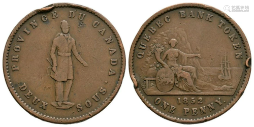 Canada - 1852 - Quebec Bank - Token Penny