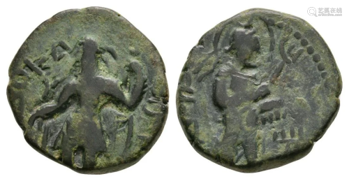 Kushan - Kanishka I - Nanaia Drachm or Quarter Unit