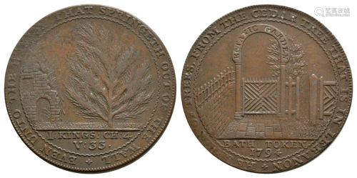 18th Century - Bath - 1794 - Botanic Token Halfpenny