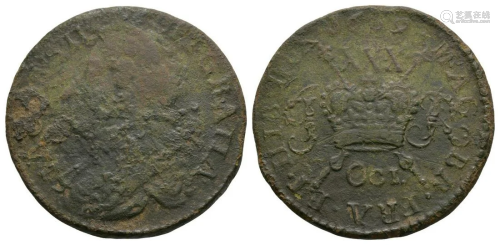 Ireland - James II - OCT. 1689 - Gunmoney Halfcrown