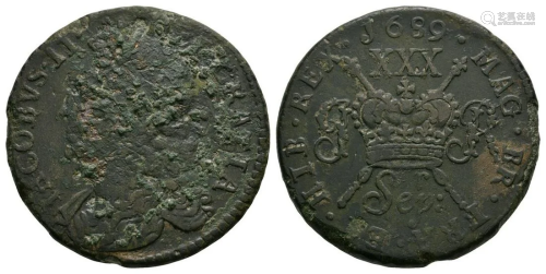 Ireland - James II - Sepr: 1690 - Gunmoney Halfcrown