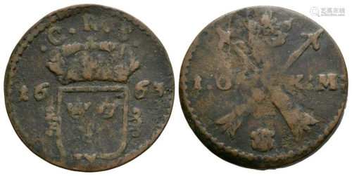 Sweden - Carl X Gustav - 1663 - 1 Ore