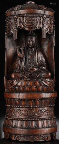 A CHENXIANG WOOD CARVED GUANYIN FOKAN