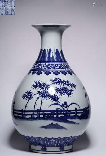 PAIR OF BLUE&WHITE GLAZE VASE