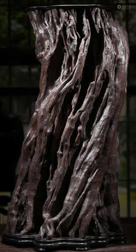 A LONGYAN WOOD BURL CARVED BASE