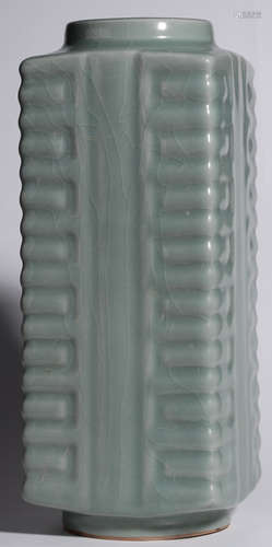 A LONGQUAN GLAZE CONG VASE