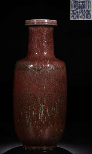 A RED GLAZE VASE