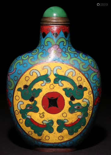 A CLOISONNE CASTED SNUFF BOTTLE