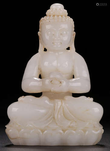 A XINJIANG HETIAN JADE CARVED PHARMACIST STATUE