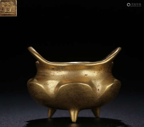 A GILT BRONZE CASTED CENSER