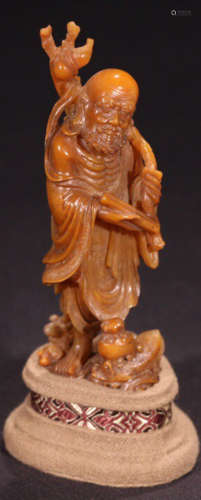 A TIANHUANG STONE CARVED BODHIDHARMA STATUE